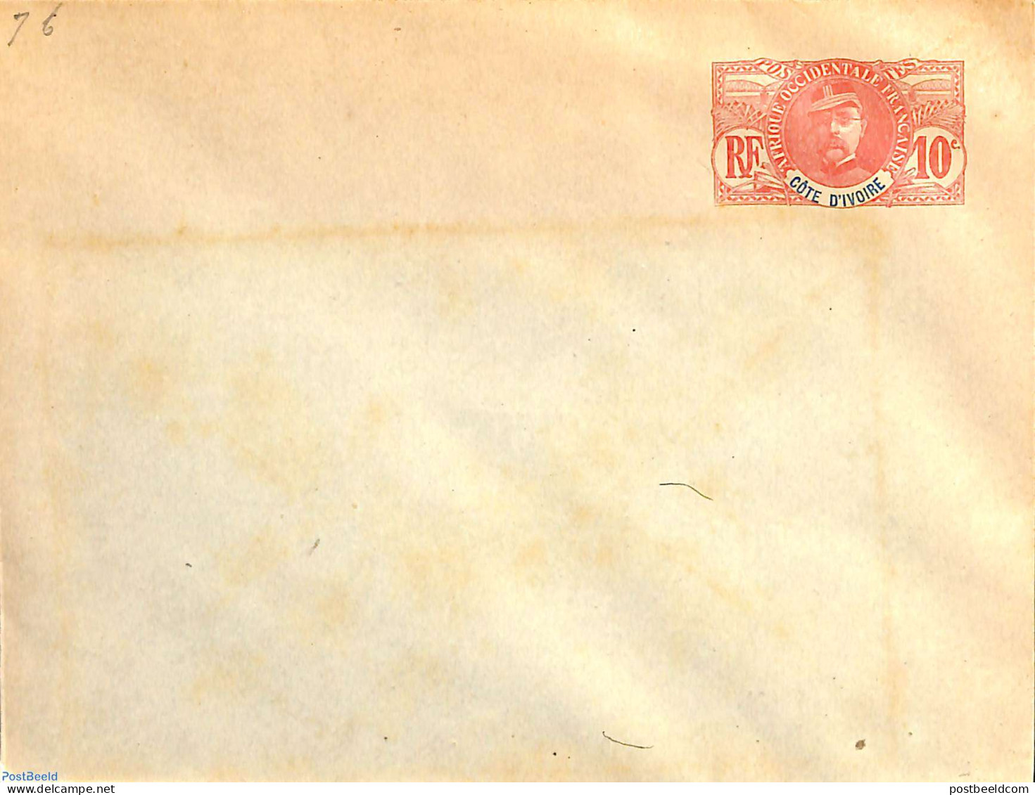Ivory Coast 1907 Envelope 10c, 146x112mm, Unused Postal Stationary - Cartas & Documentos