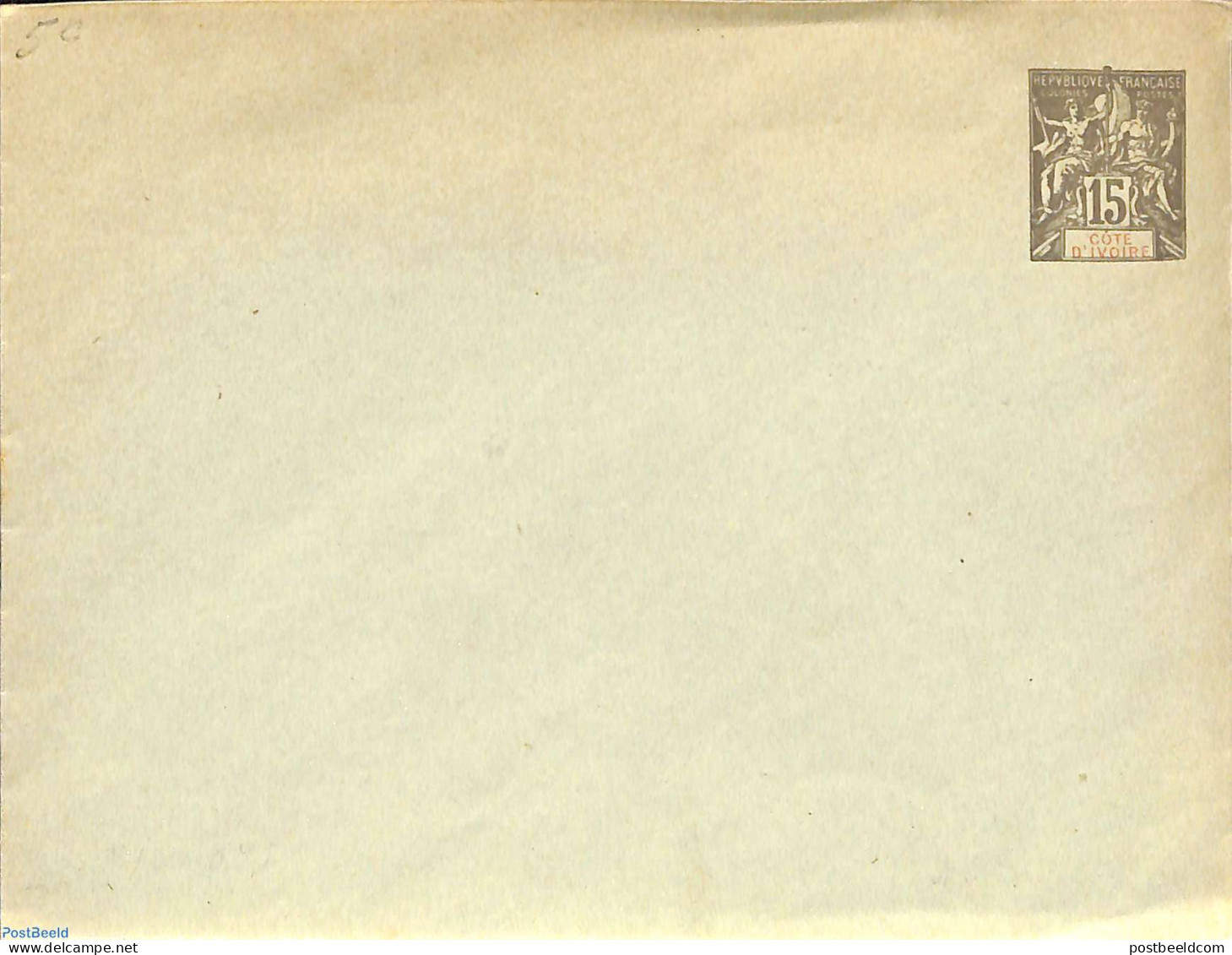 Ivory Coast 1901 Envelope 15c, 146x112mm, Unused Postal Stationary - Covers & Documents