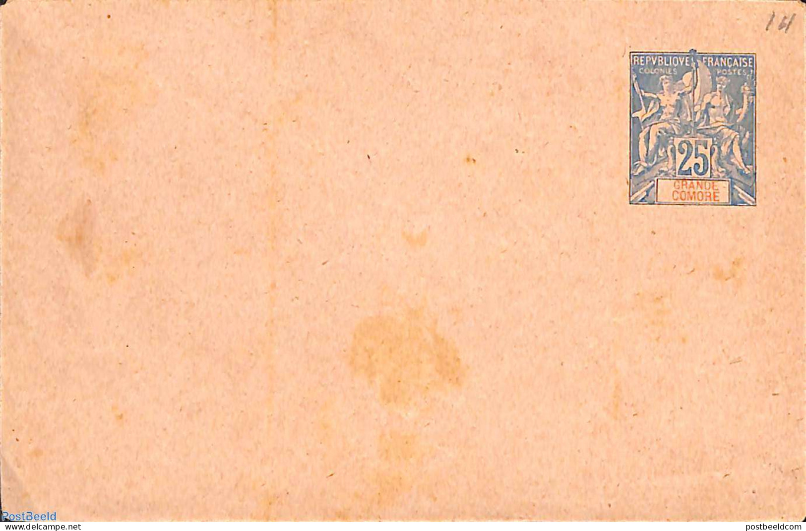 Comoros 1901 Envelope 25c, 116x76mm, Unused Postal Stationary - Comoros