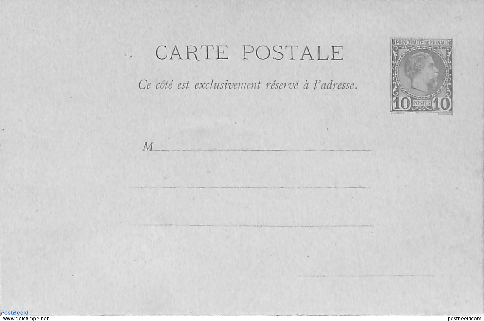 Monaco 1886 Postcard 10c, Unused Postal Stationary - Storia Postale