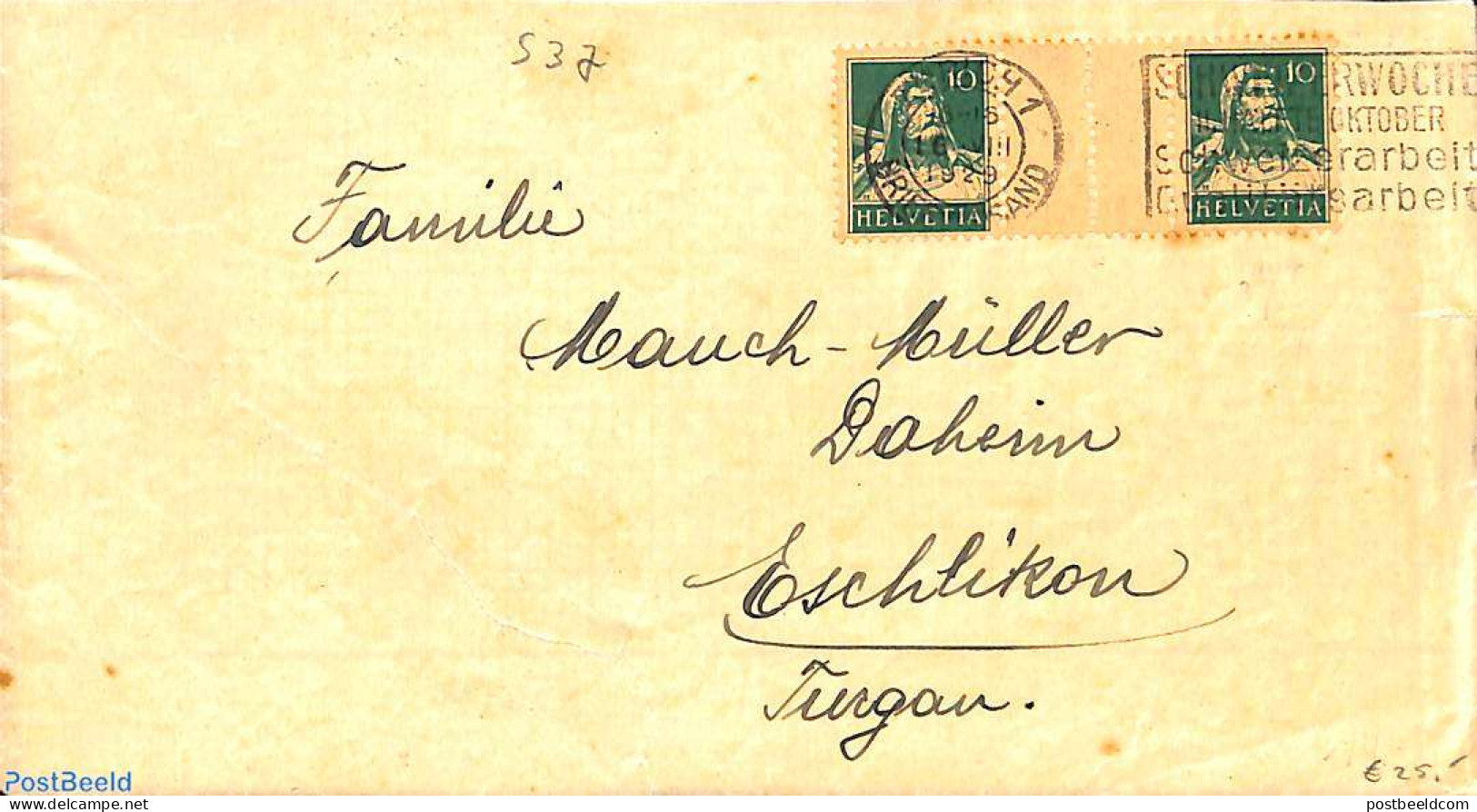 Switzerland 1928 Envelope And Card To Lungau, Postal History - Cartas & Documentos
