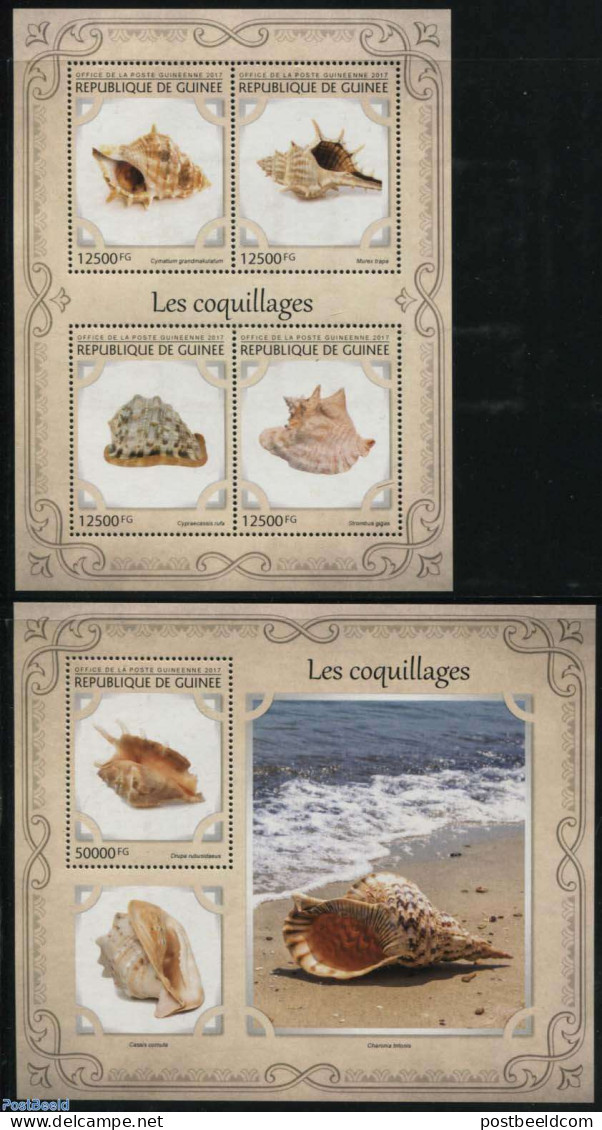 Guinea, Republic 2017 Shells 2 S/s, Mint NH, Nature - Shells & Crustaceans - Marine Life
