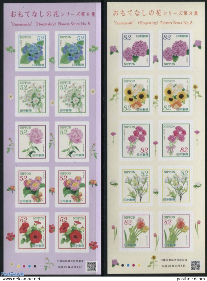 Japan 2017 Omotenashi Flowers No.8 2x10v S-a, Mint NH, Nature - Flowers & Plants - Unused Stamps