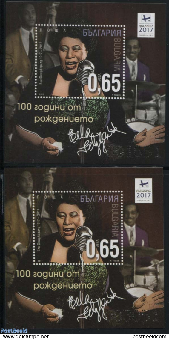 Bulgaria 2017 Ella Fitzgerald 2 S/s (1 S/s With Luminescent Fibres), Mint NH, Performance Art - Music - Popular Music .. - Unused Stamps
