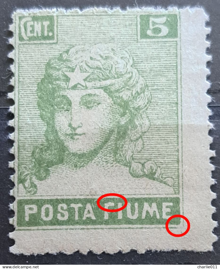 WOMANS HEAD-5 C-POSTA FIUME-ERROR-ITALY-YUGOSLAVIA-CROATIA-1919 - Croazia