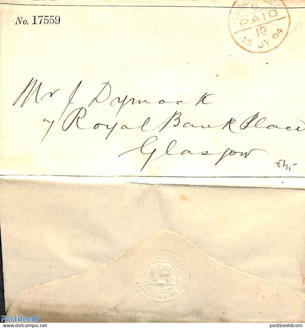 Great Britain 1904 Folding Letter From London. 'Grand Trunk Railway Company Of Canada, Postal History - Covers & Documents