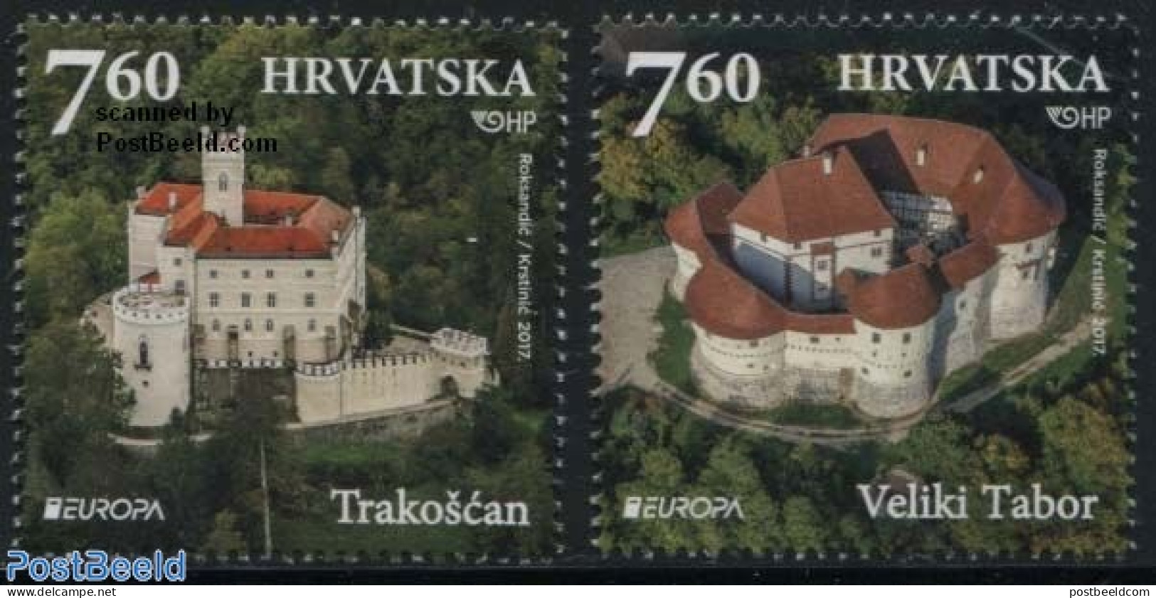 Croatia 2017 Europa, Castles 2v, Mint NH, History - Europa (cept) - Art - Castles & Fortifications - Schlösser U. Burgen