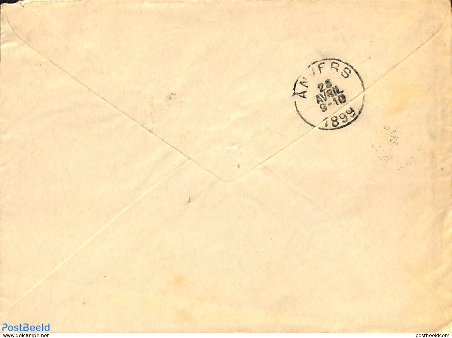 Netherlands 1899 Cover To Antwerpen, See ANVERS 1899 Postmark., Postal History - Covers & Documents