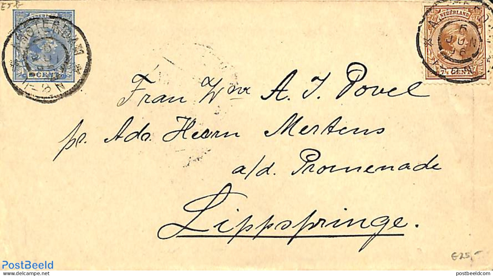 Netherlands 1896 Cover From Amsterdam To Bad Lippspringe, Postal History - Briefe U. Dokumente