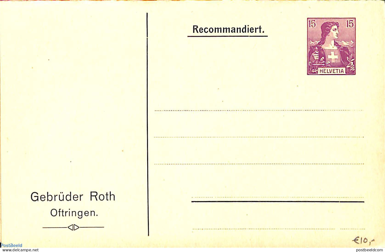 Switzerland 1912 Private Postcard With Reply Paid Answer, Gebr. Roth, Unused Postal Stationary - Briefe U. Dokumente