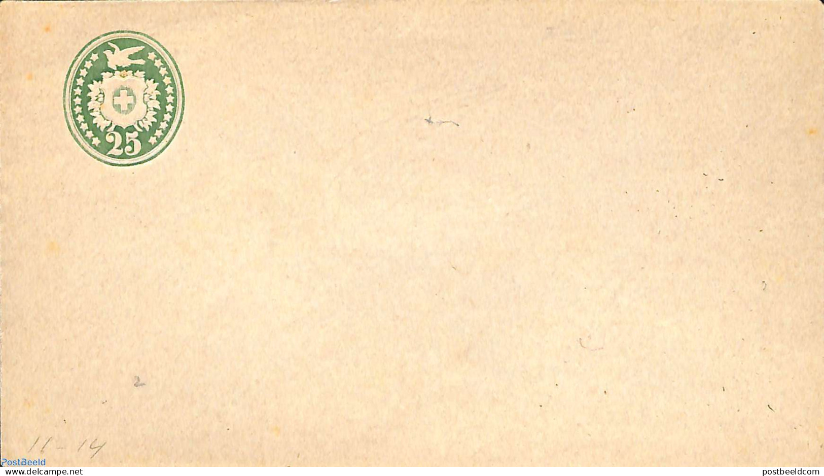 Switzerland 1871 Envelope 25c, WM Bird Normal Position, Unused Postal Stationary - Lettres & Documents