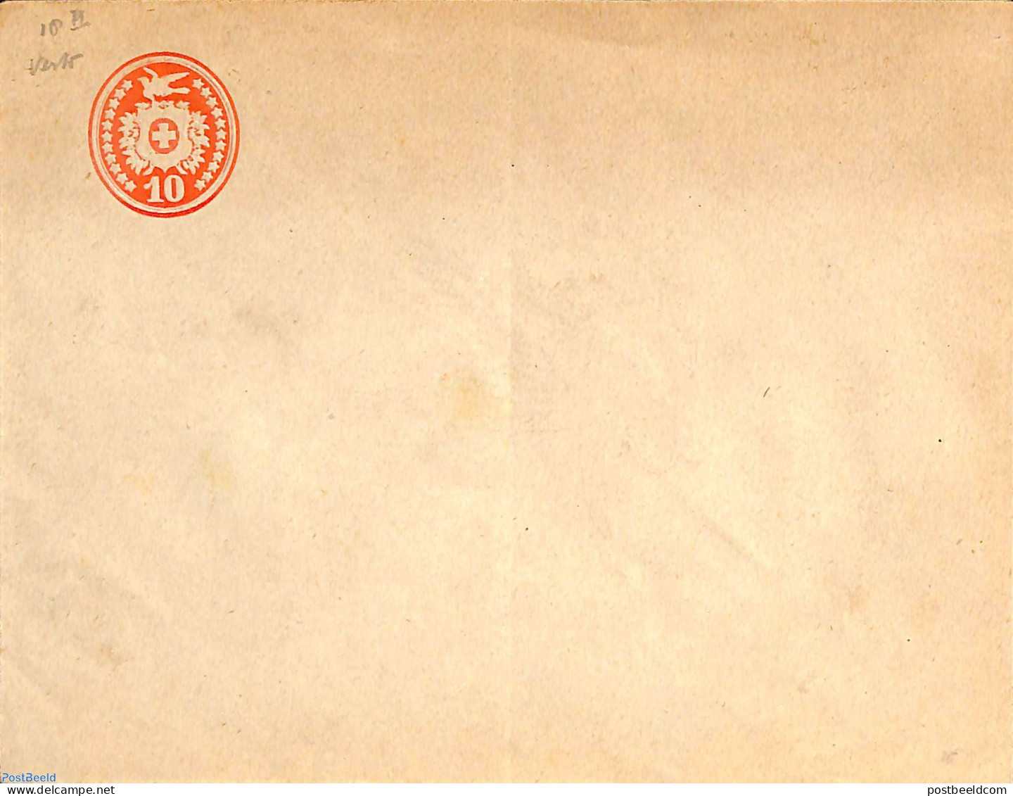 Switzerland 1877 Envelope 10c, WM Inverted, Position X4, Unused Postal Stationary - Covers & Documents