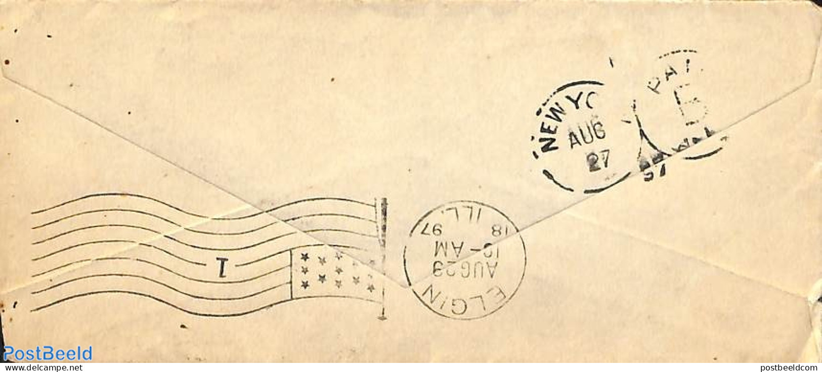 Netherlands 1897 Small Envelope From Voorburg To Elgin, USA. See Both Postmarks, Postal History - Briefe U. Dokumente