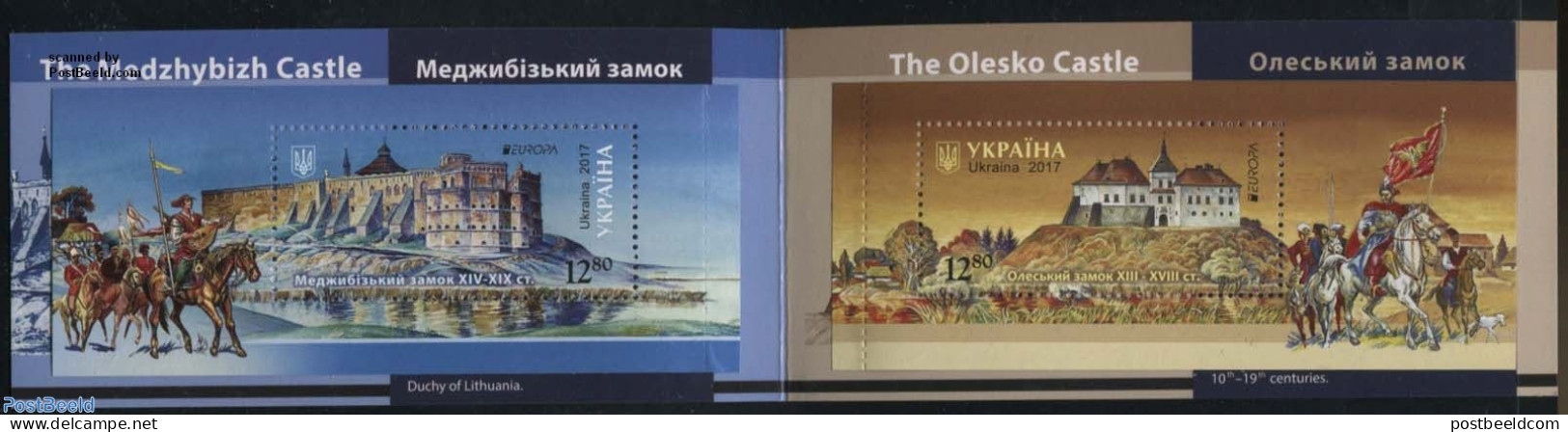 Ukraine 2017 Europa, Castles 2v In Booklet, Mint NH, History - Nature - Europa (cept) - Flags - Horses - Stamp Booklet.. - Unclassified