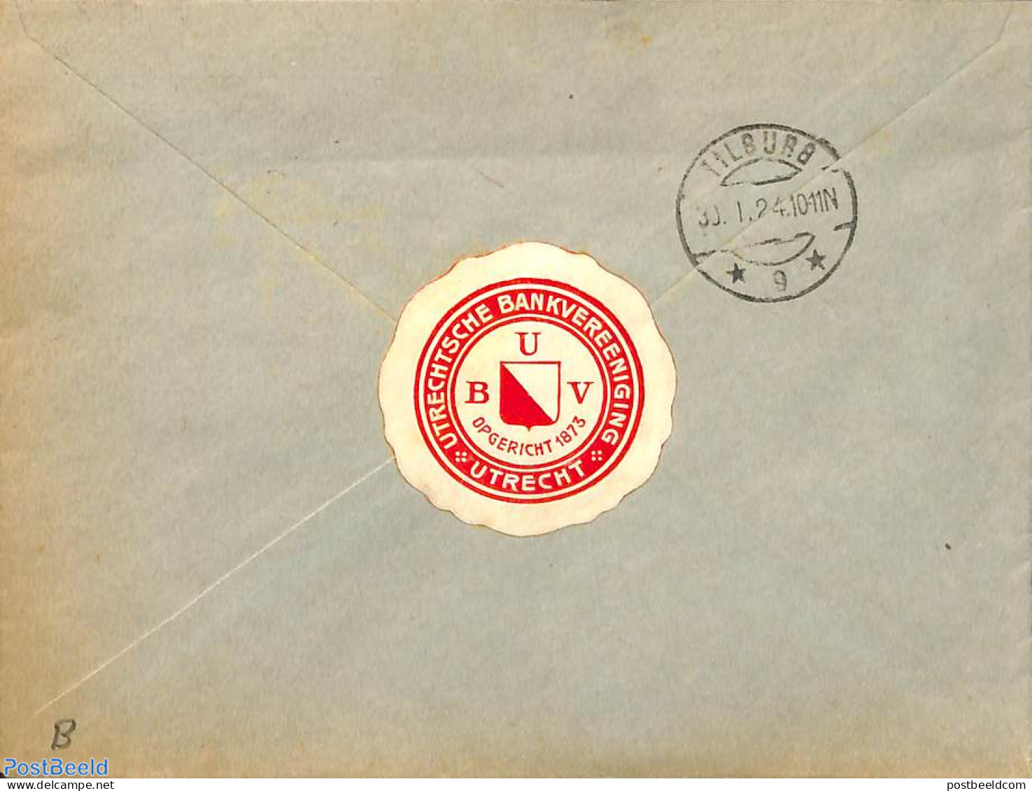 Netherlands 1924 Registered Cover From Utrecht To Tilburg. AANGETEKEND Postmark. , Postal History - Covers & Documents