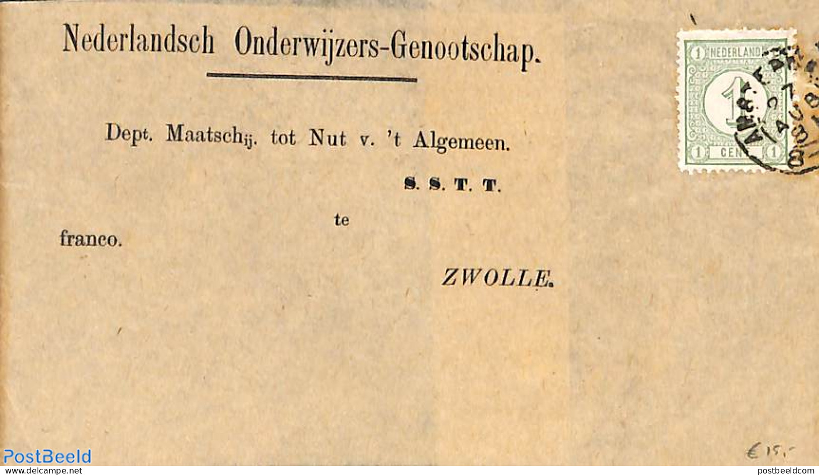 Netherlands 1881 Cover To Zwolle. NEDERLANDS ONDERWIJZERS-GENOOTSCHAP, Postal History - Brieven En Documenten