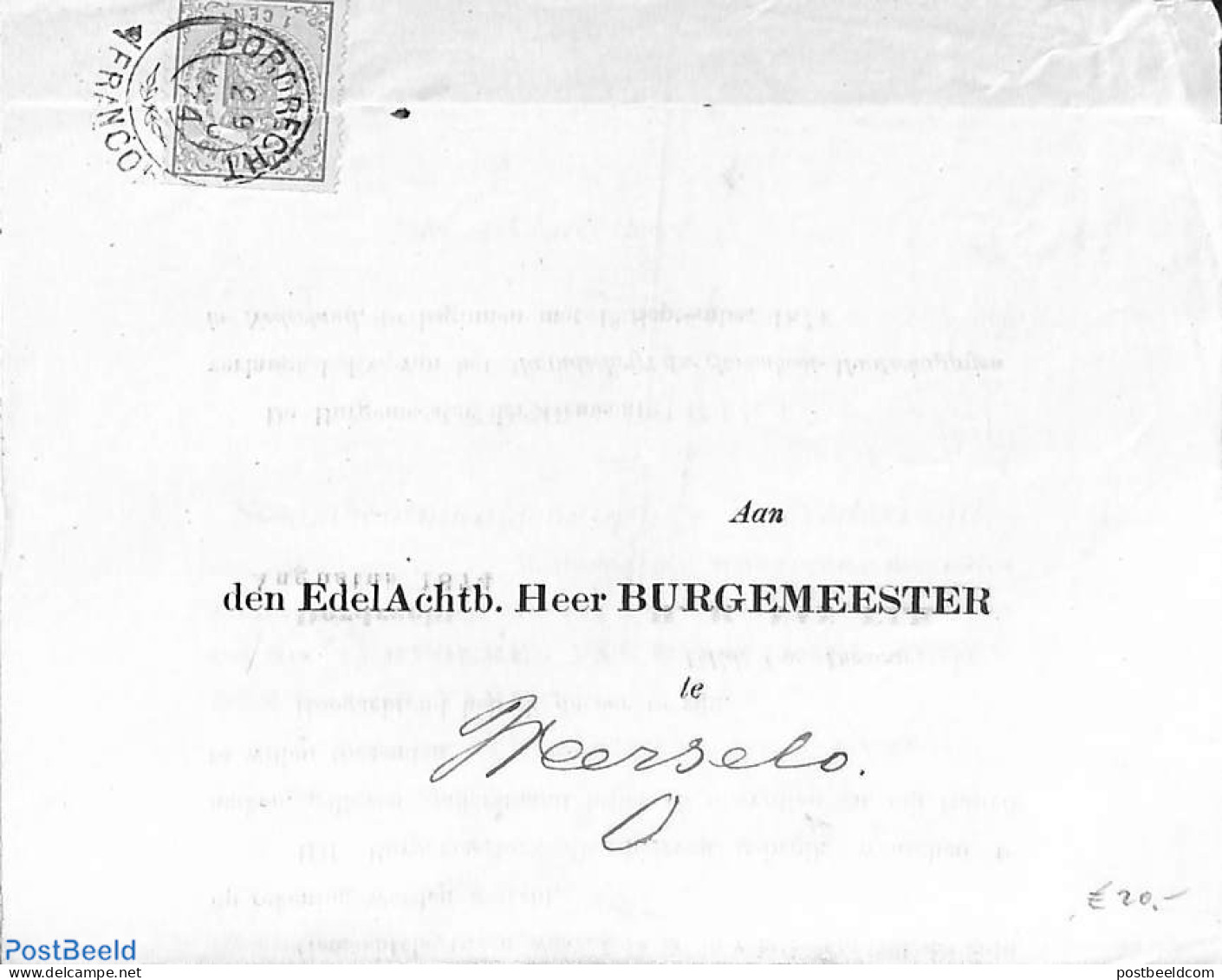Netherlands 1874 Folding Official Mail From Dordrecht To Weerselo. See Dordrecht Postmark And Wapenzegel 1 C, Postal H.. - Covers & Documents