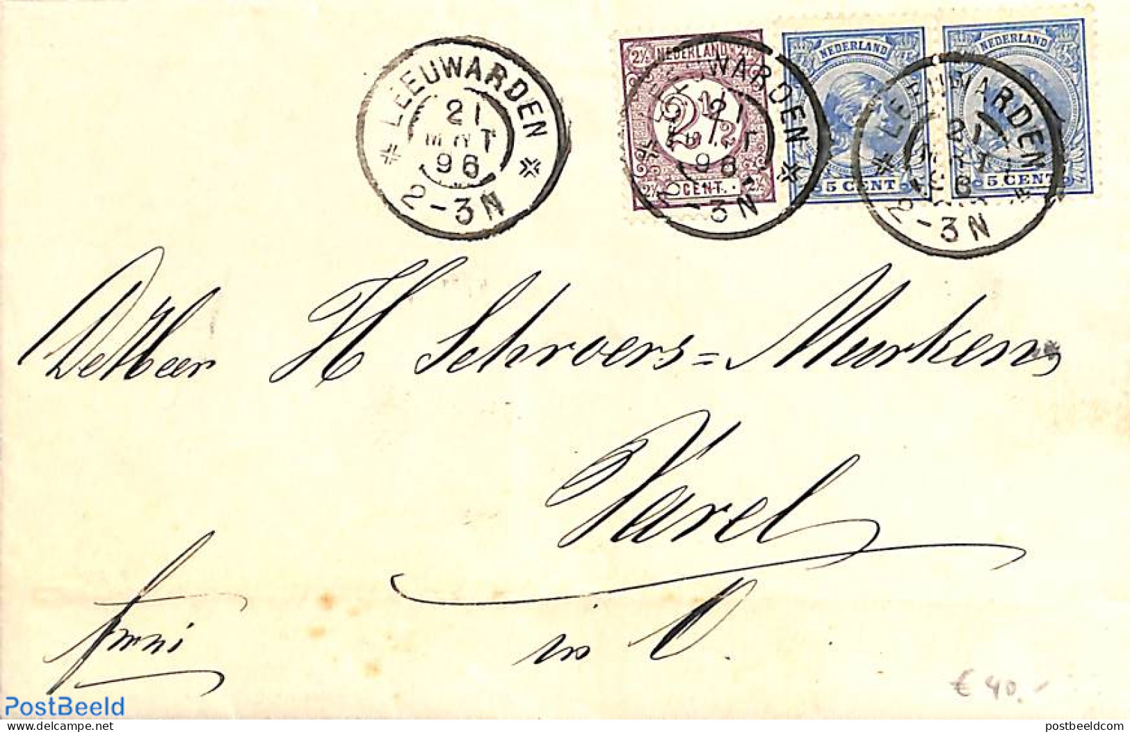 Netherlands 1896 Folding Letter From De Gebroeders Kuhlmannn, Leeuwarden To Varel, See Both Postmarks. Drukwerkzegel 2.. - Briefe U. Dokumente