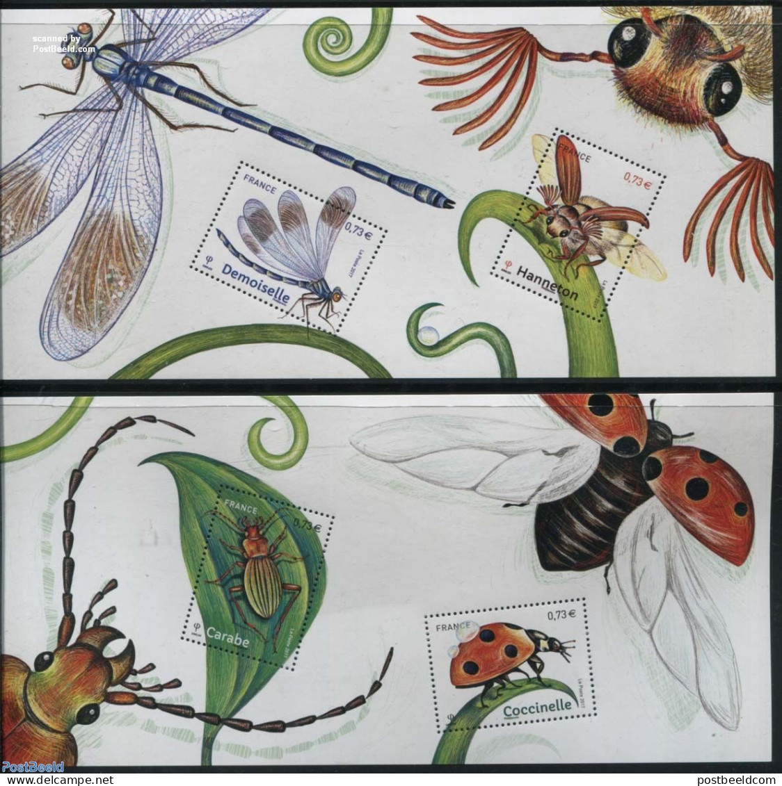 France 2017 Insects, Special S/s (2), Mint NH, Nature - Insects - Unused Stamps