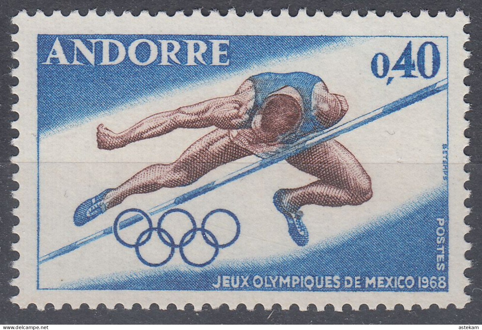 ANDORRA 1968(FRENCH ADM.), SPORT, HIGH JUMP, COMPLETE MNH SERIES With GOOD QUALITY *** - Unused Stamps