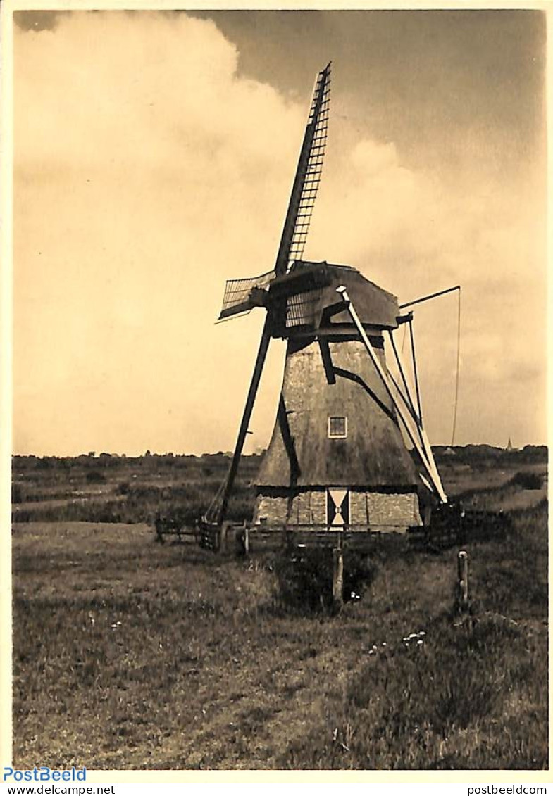 Netherlands 1946 Postcard 5c On 7,5c, Molenreeks Nr. 19, Wolvega, Unused Postal Stationary, Mills (Wind & Water) - Storia Postale