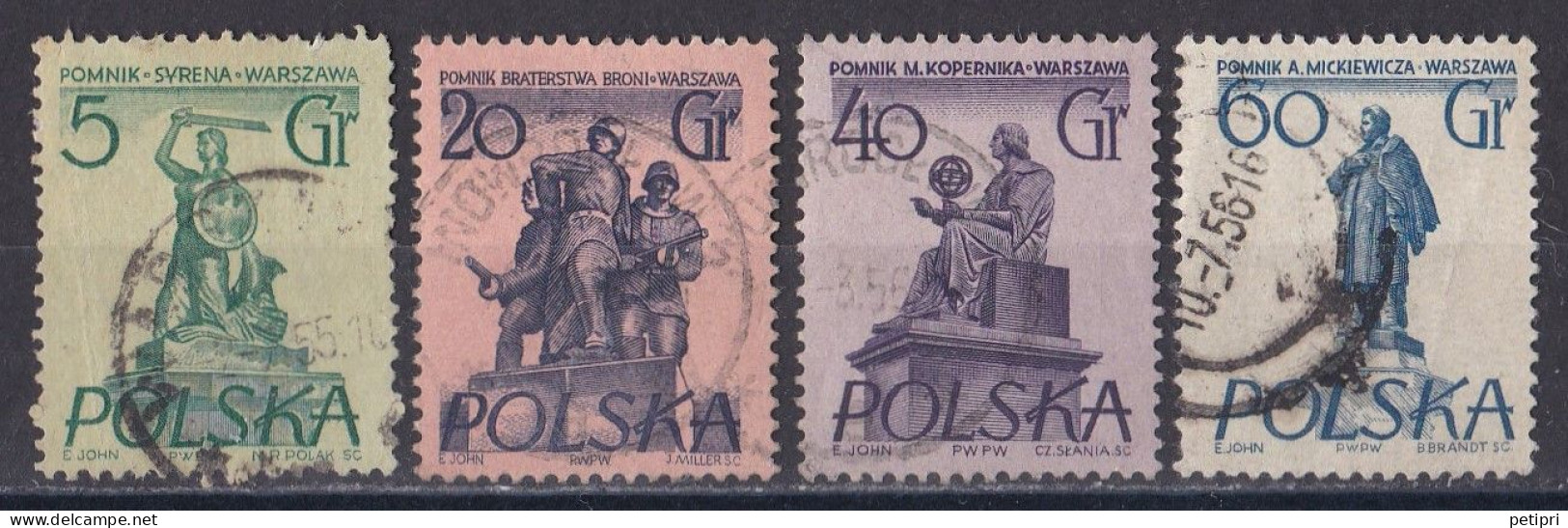 Pologne - République 1944 - 1960   Y & T N °  802   805   806   808  Oblitérés - Gebraucht