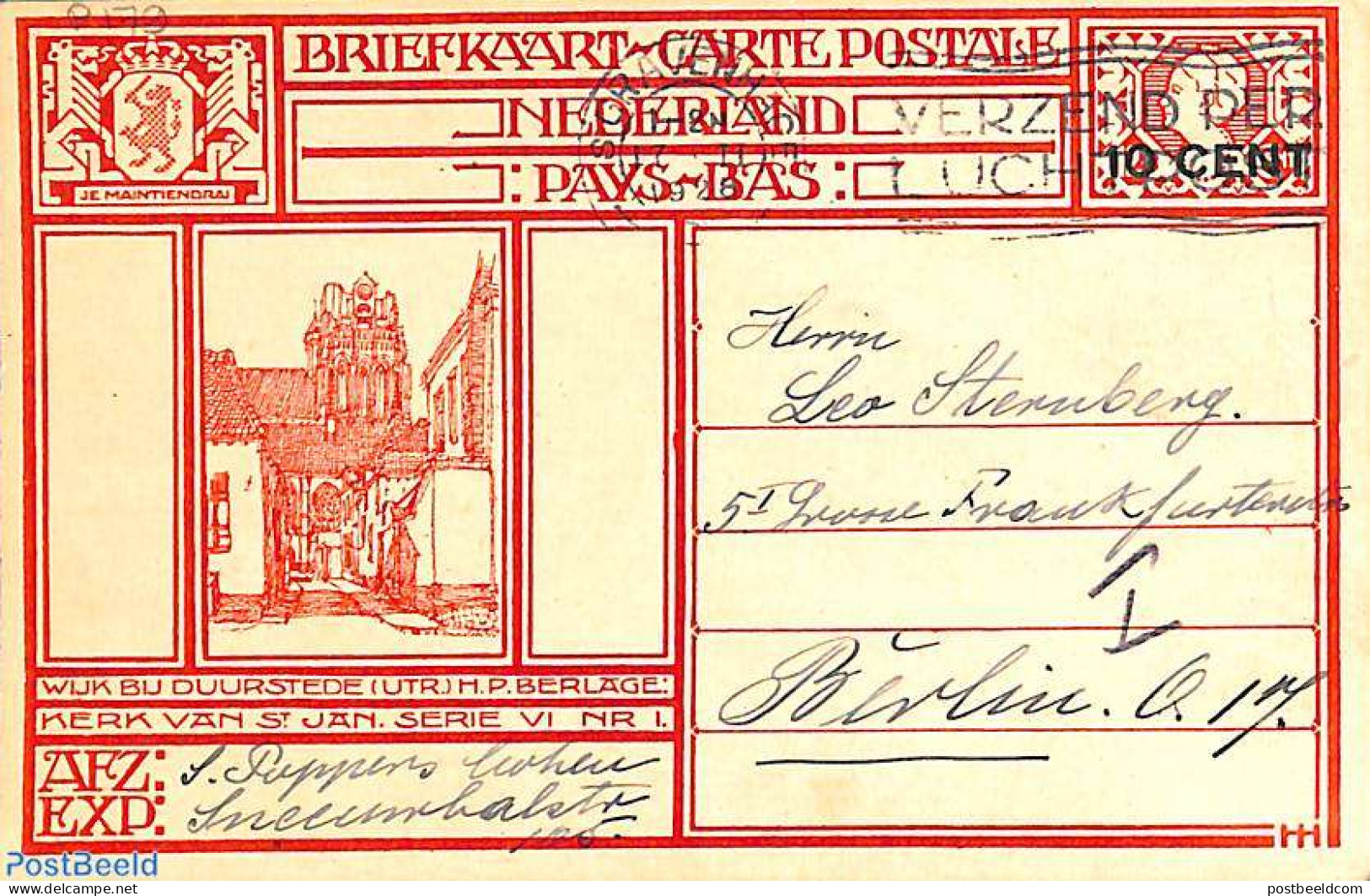 Netherlands 1928 Postcard 10 Cent On 12.5c, Wijk Bij Duurstede, Sent To Berlin, Used Postal Stationary - Brieven En Documenten