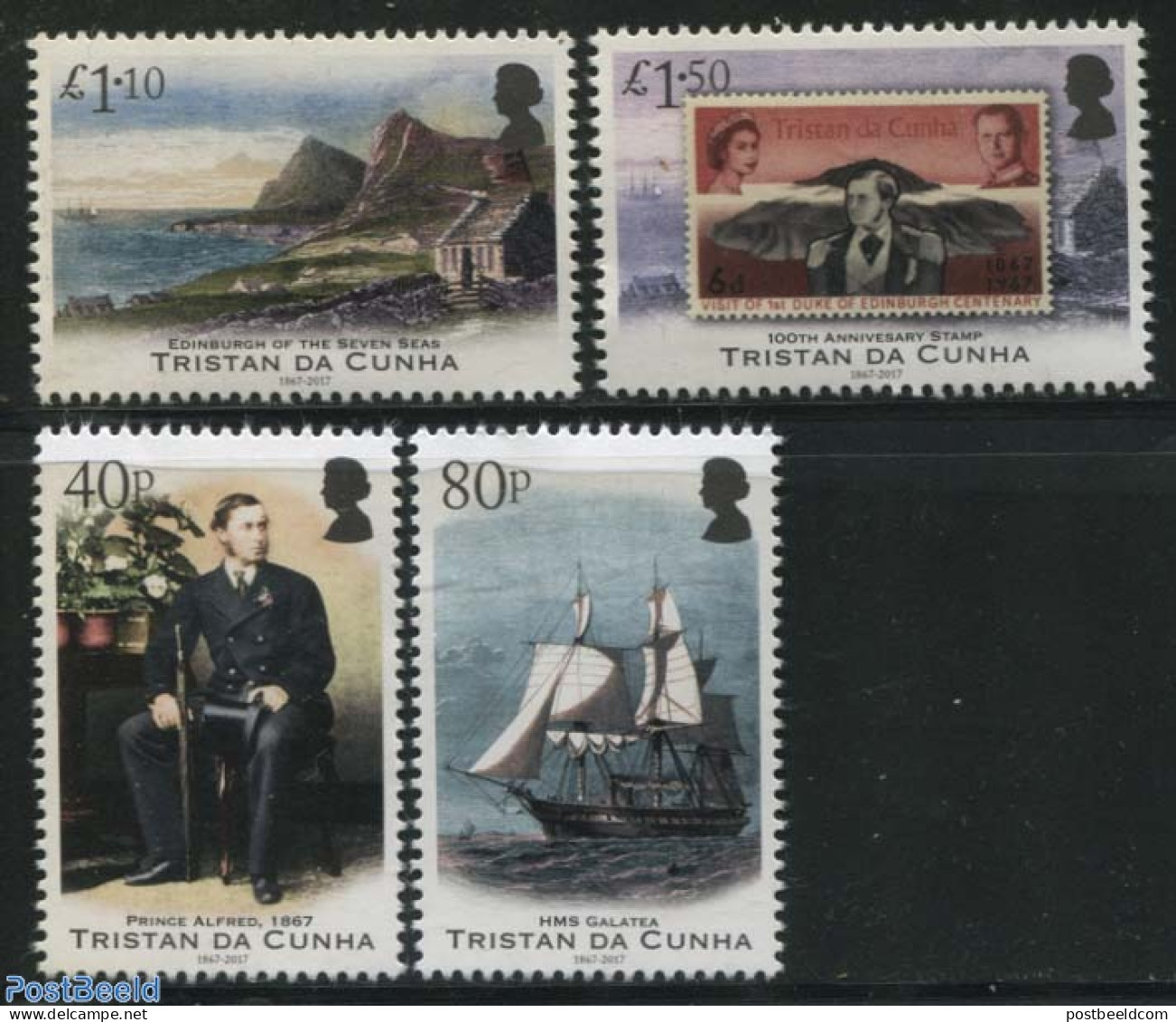 Tristan Da Cunha 2017 Prince Alfred 4v, Mint NH, History - Transport - Kings & Queens (Royalty) - Stamps On Stamps - S.. - Familles Royales