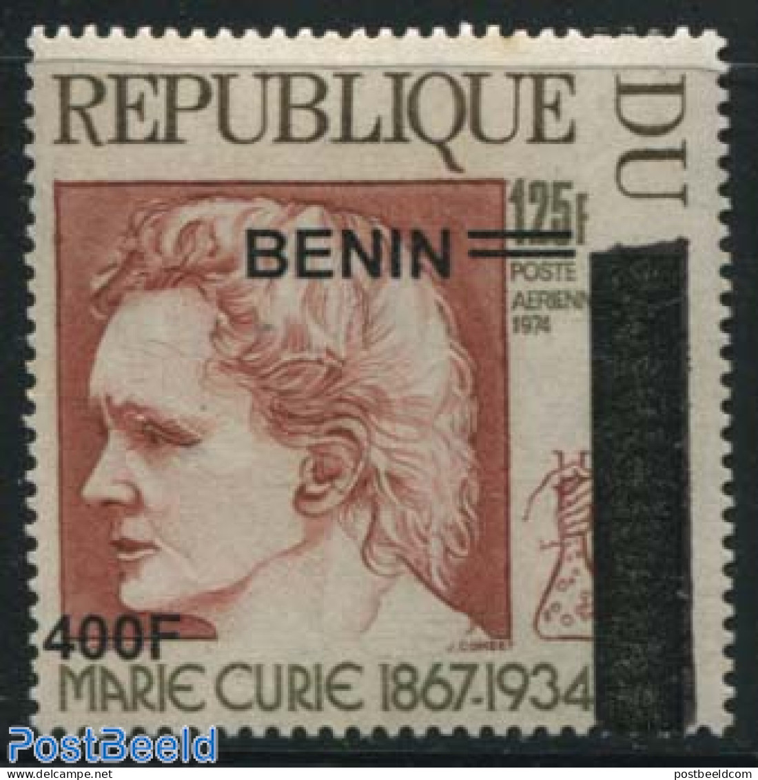 Benin 2009 400f On 125f, Marie Curie 1v, Mint NH, History - Science - Nobel Prize Winners - Physicians - Nuevos