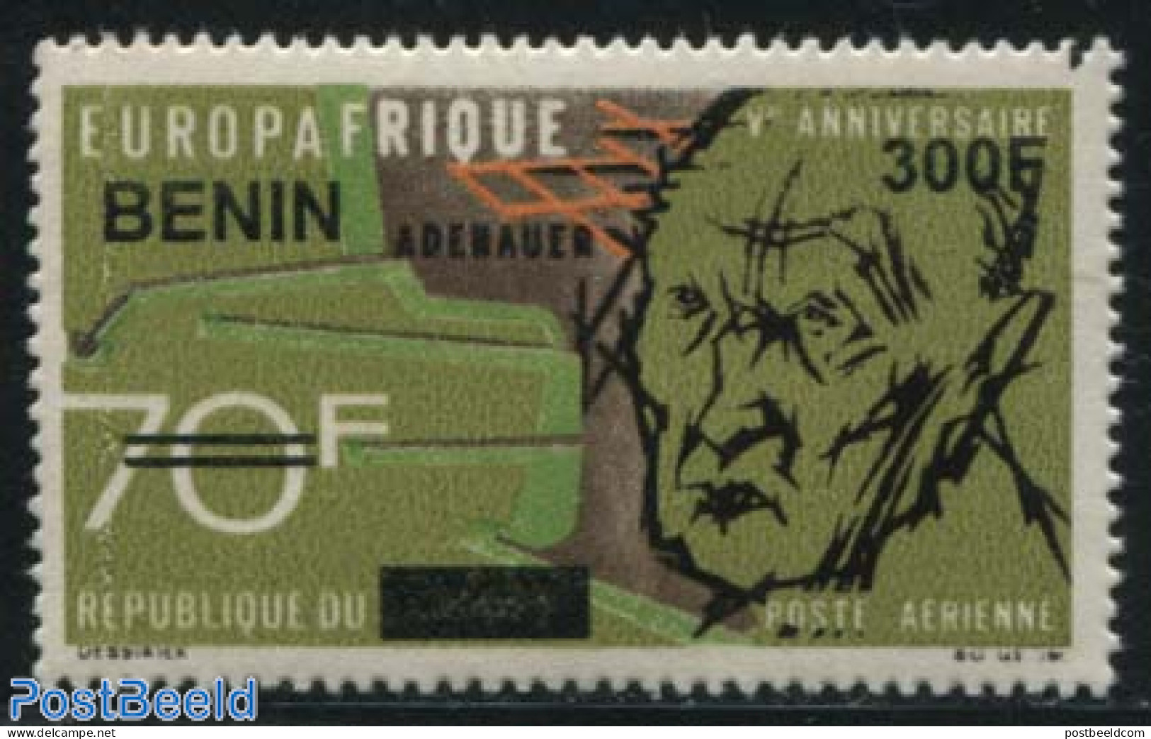 Benin 2009 300f On 70f, Adenauer 1v, Mint NH, History - Afriqueeurope - Germans - Ungebraucht