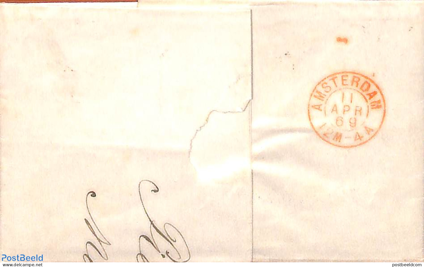 Netherlands 1869 Folding Cover From Maastricht (73) To Amsterdam, Postal History - Covers & Documents