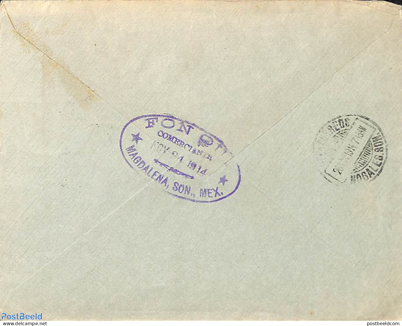 Mexico 1914 Letter With 5c SONORA Stamp, Postal History - Mexique