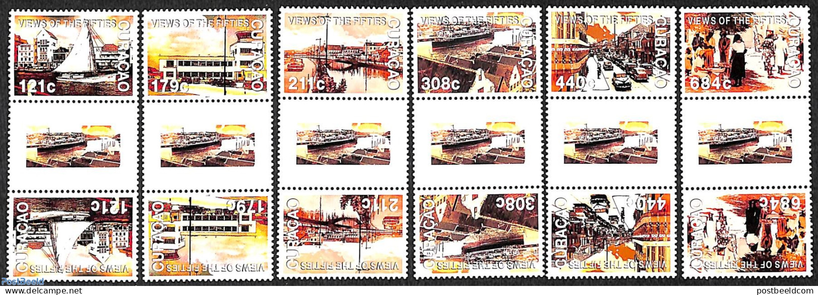 Curaçao 2017 Views Of The Fifties 6v, Gutterpairs, Mint NH - Curacao, Netherlands Antilles, Aruba