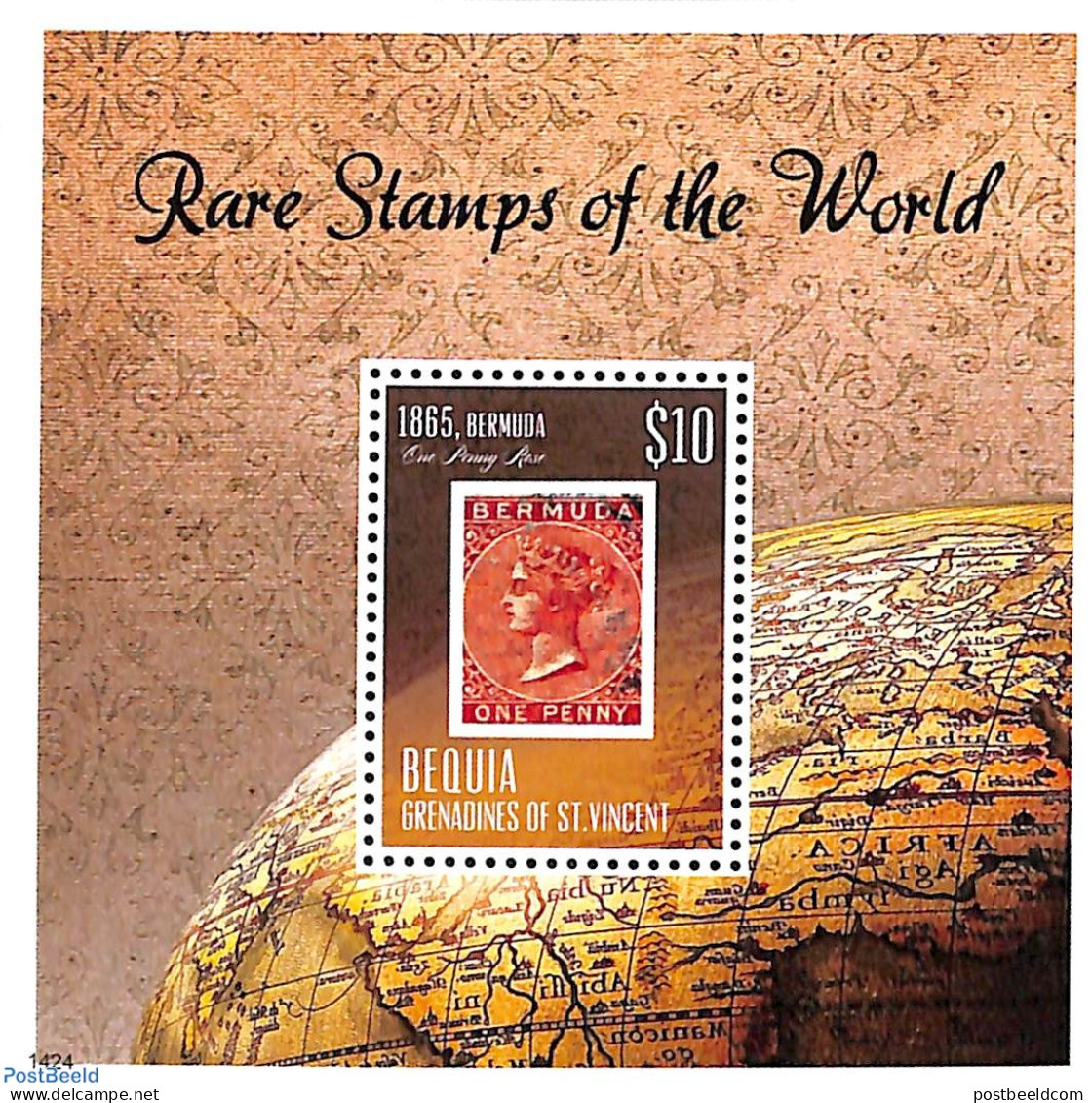 Saint Vincent & The Grenadines 2014 Bequia, Rare Stamps Of The World S/s, Mint NH, Various - Stamps On Stamps - Globes - Stamps On Stamps