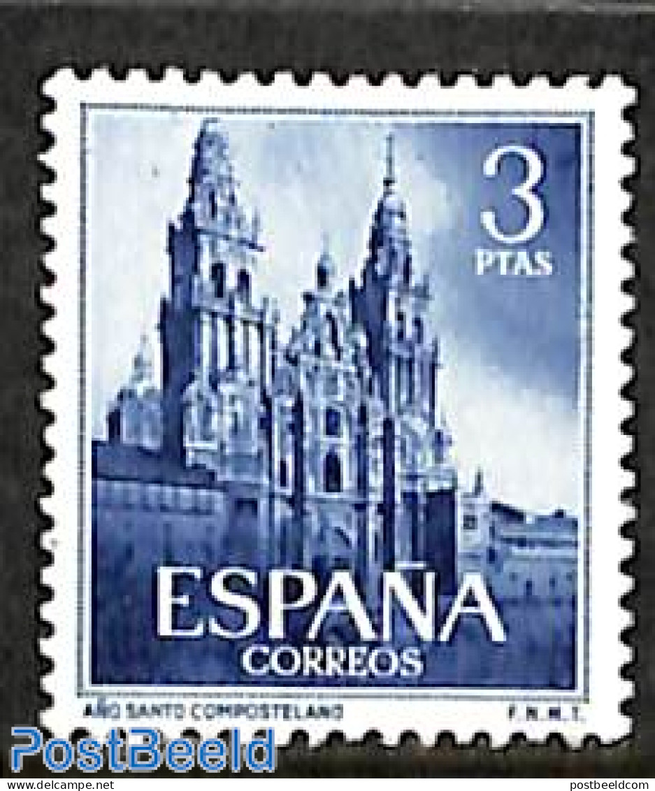 Spain 1954 3pta, Stamp Out Of Set, Unused (hinged), Religion - Churches, Temples, Mosques, Synagogues - Neufs