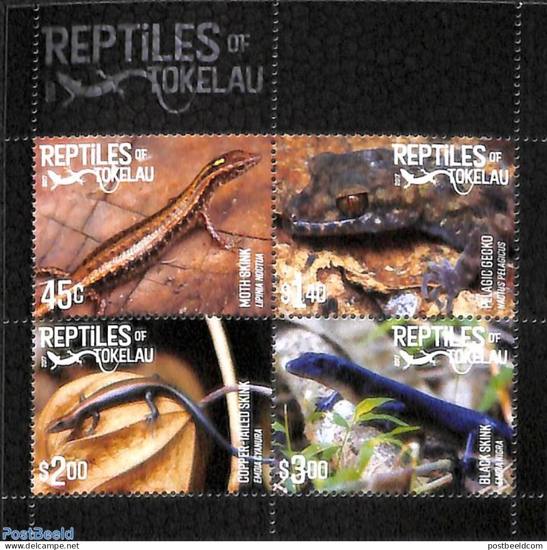 Tokelau Islands 2017 Reptiles Of Tokelau 4v M/s, Mint NH, Nature - Reptiles - Tokelau