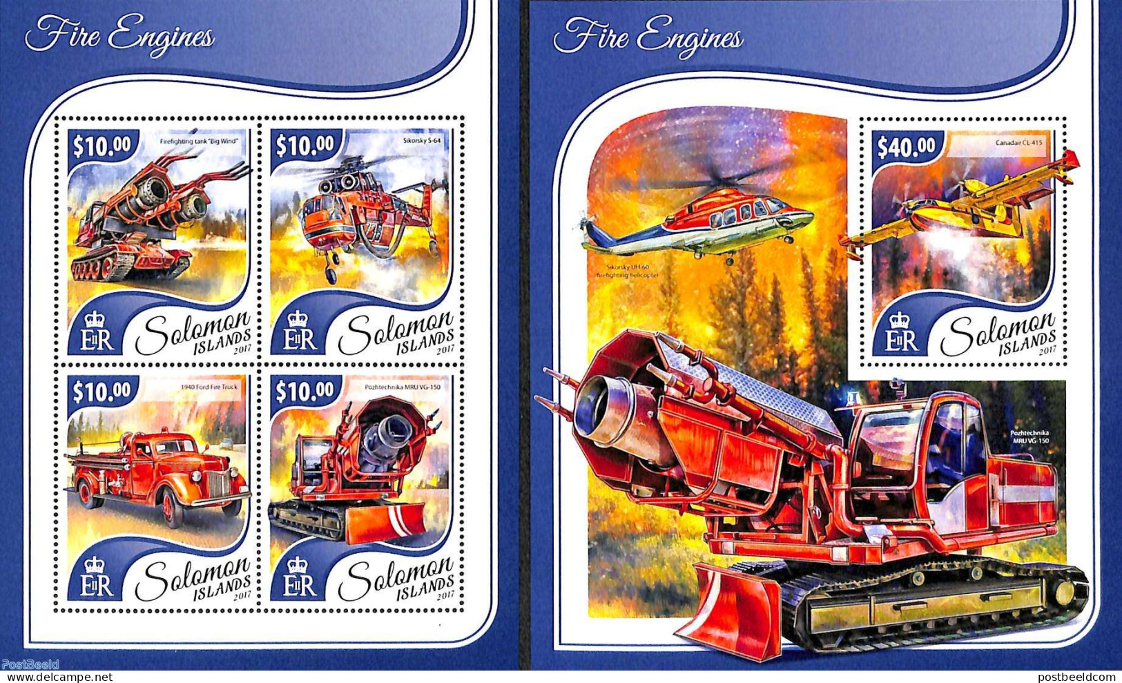 Solomon Islands 2017 Fire Engines 2 S/s, Mint NH - Solomoneilanden (1978-...)