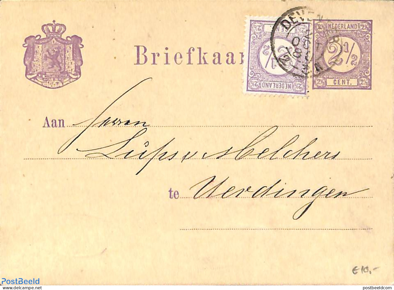 Netherlands 1880 Postcard 2.5c, Uprated From Deventer To Uerdingen, Used Postal Stationary - Covers & Documents