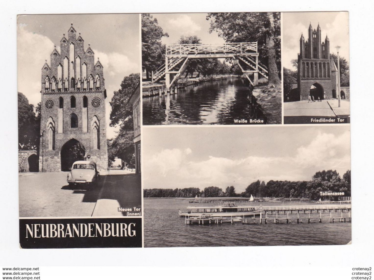 Mecklembourg Poméranie NEUBRANDENBURG En 4 Vues De 1968 Tollensesee Bateau VOIR ZOOM Auto DKW Et TIMBRES - Neubrandenburg