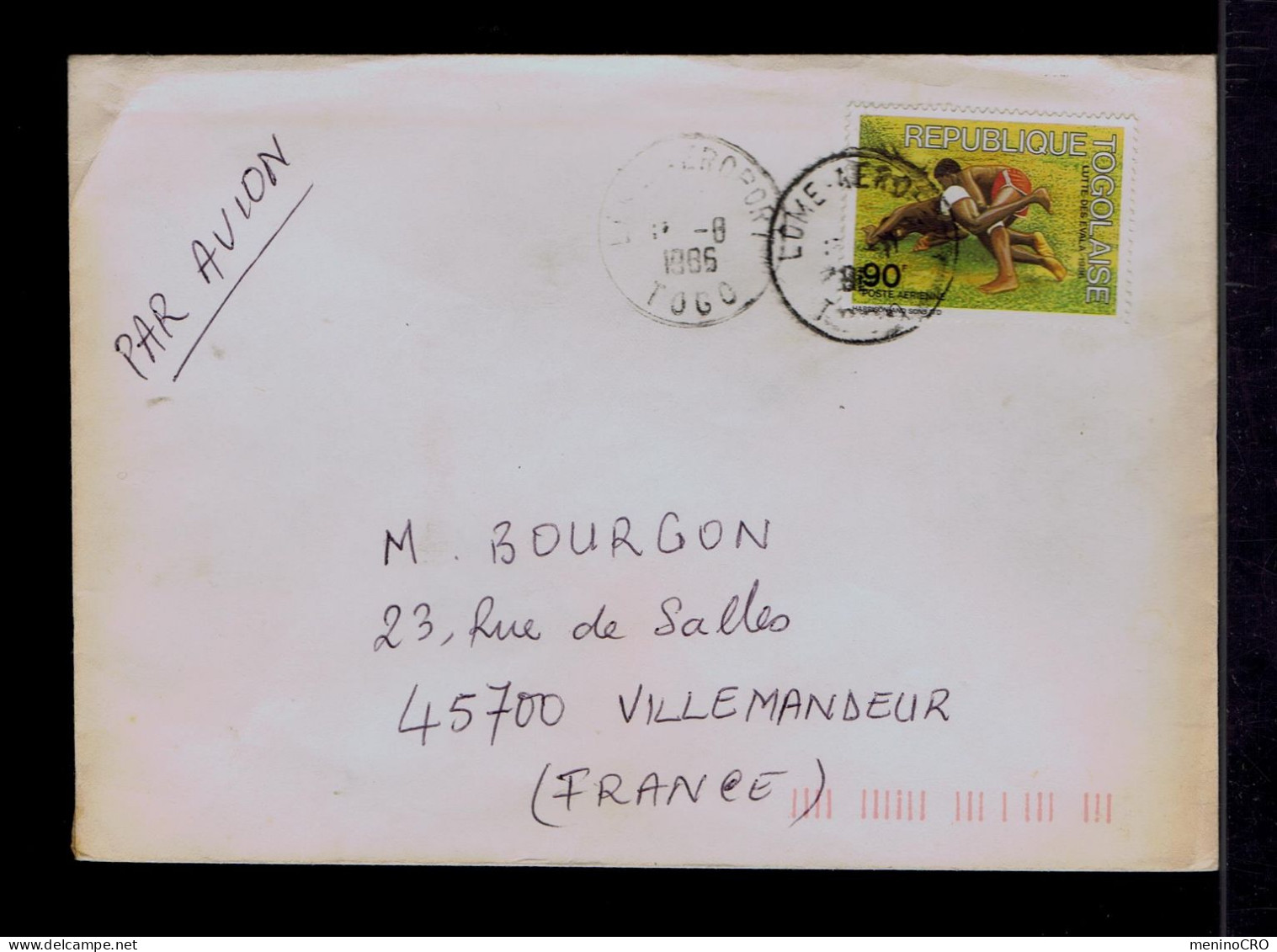 Gc8492 Rep. TOGOLAISE  Between Natives "lutte Des Evala 1986" Sports Mailed VILLEMANDEUR - Lucha