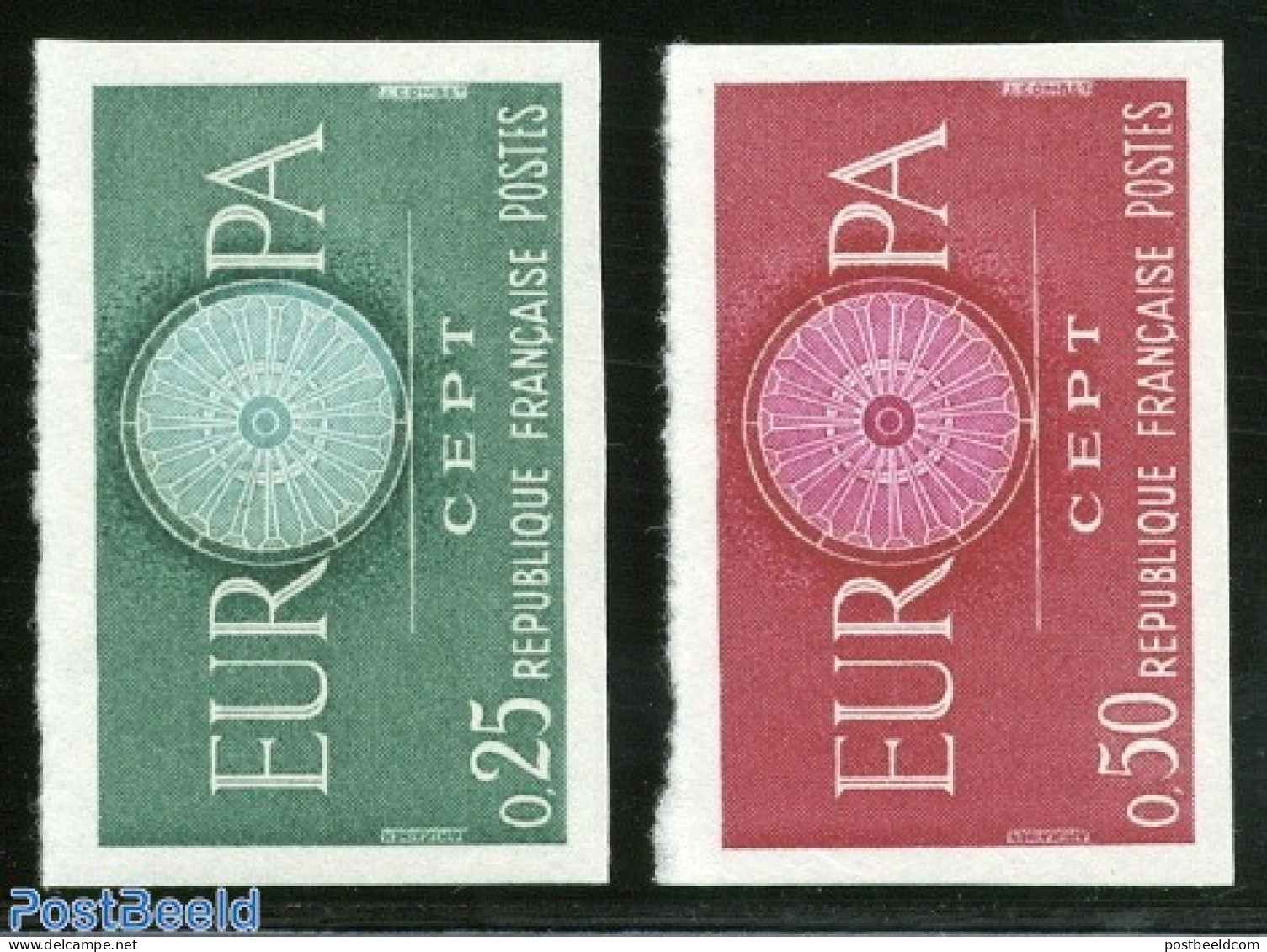 France 1960 Europa 2v, Imperforated, Mint NH, History - Europa (cept) - Unused Stamps