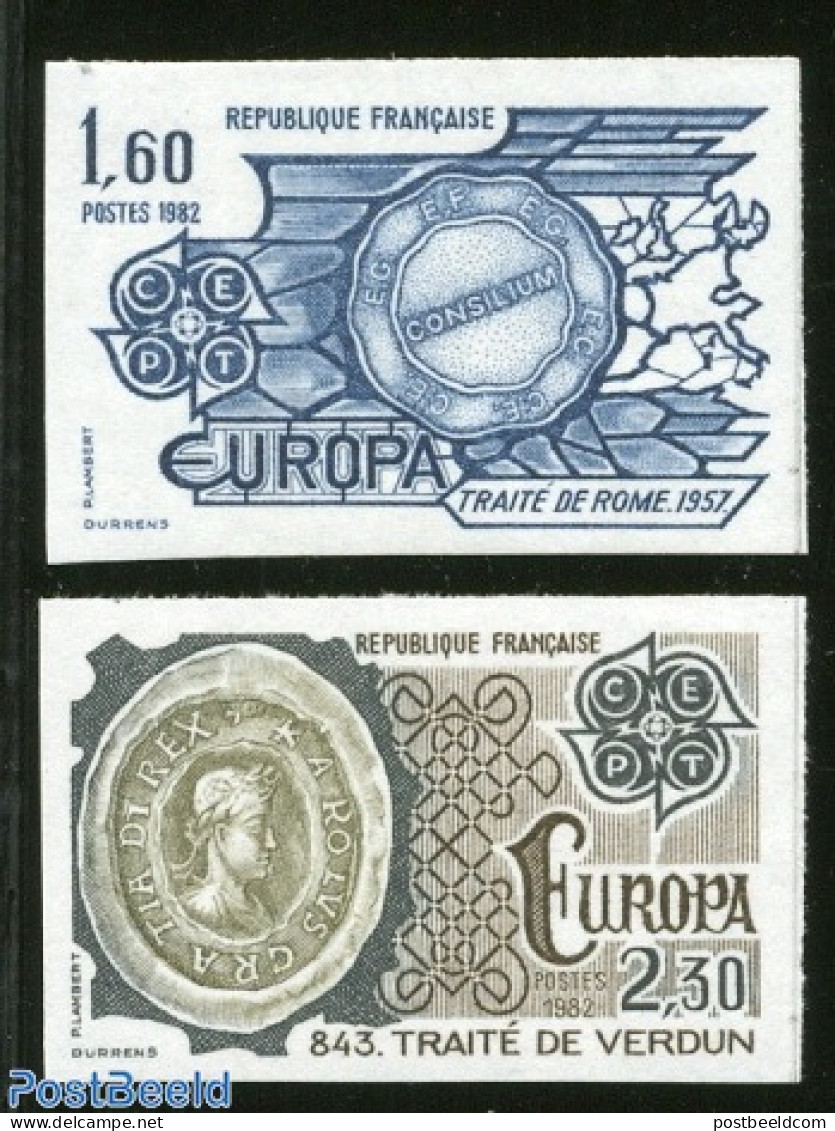 France 1982 Europa 2v, Imperforated, Mint NH, History - Europa (cept) - History - Ongebruikt