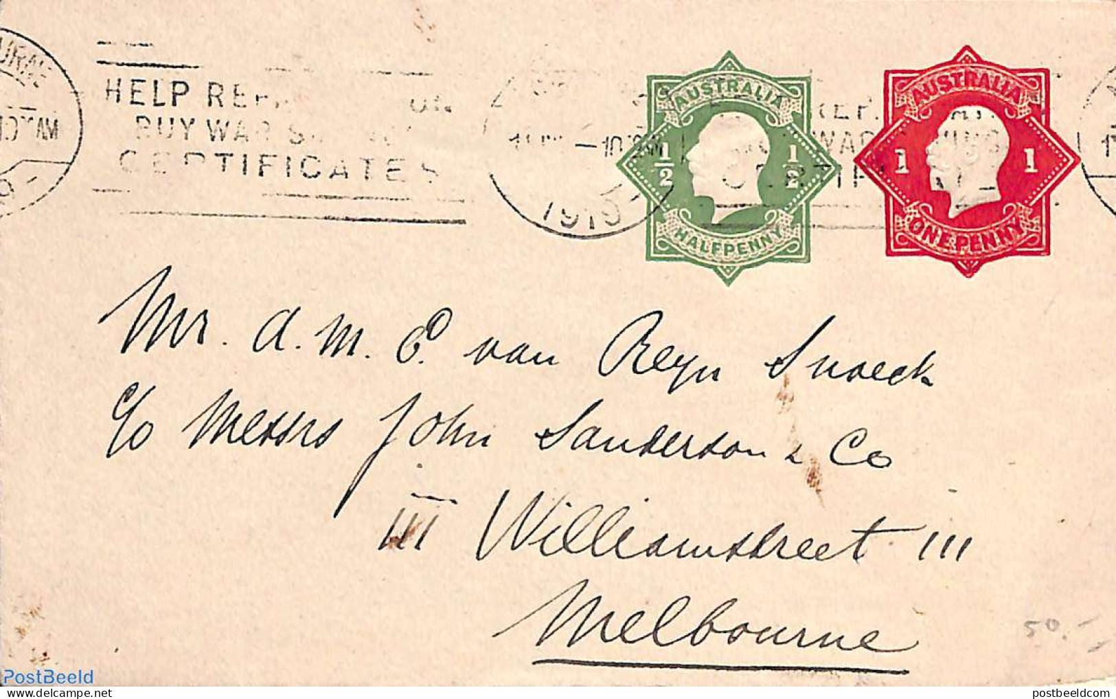 Australia 1919 Envelope 1/2d And 1d,, Used Postal Stationary - Storia Postale