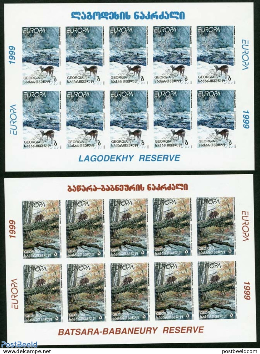 Georgia 1998 Europa, 2 M/ss, Imperforated, Mint NH, History - Nature - Europa (cept) - National Parks - Nature