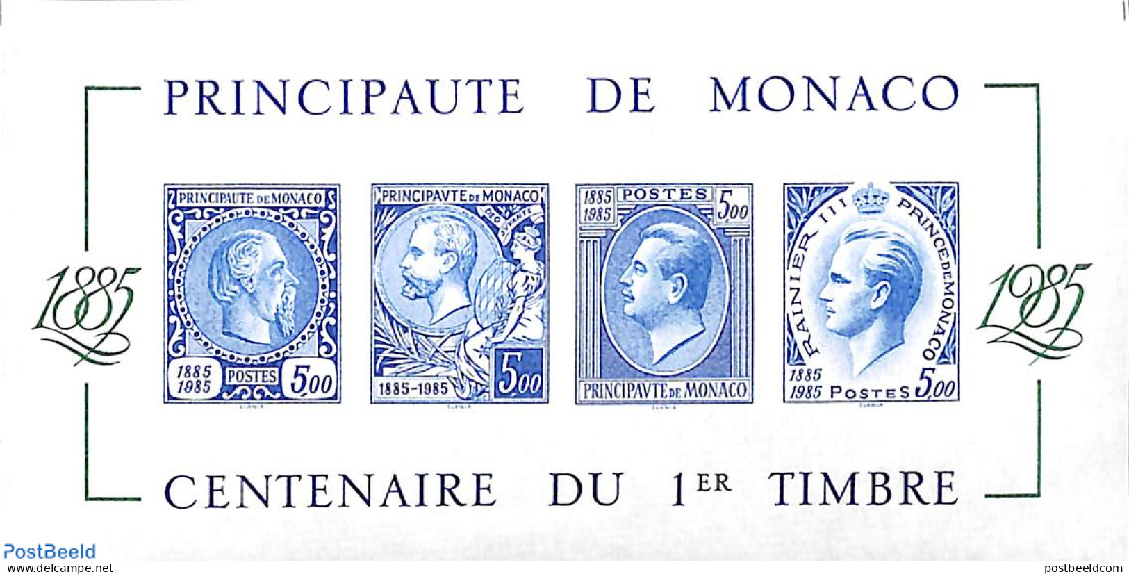 Monaco 1985 Stamp Centenary S/s Imperforated, Unused (hinged) - Unused Stamps