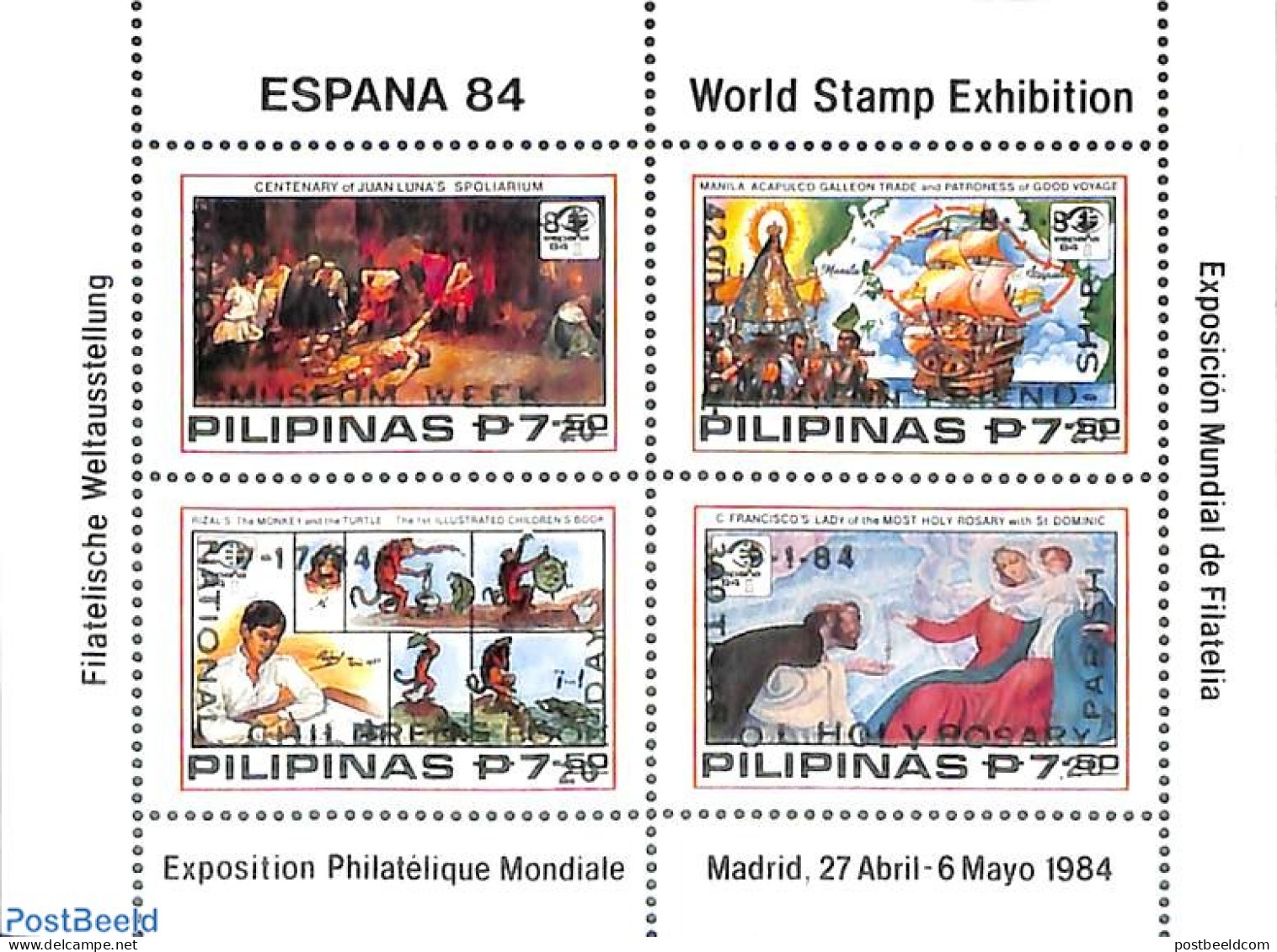 Philippines 1984 Overprints S/s (Rare Item, Only +/- 200 Copies Known), Mint NH, Explorers - Maps - Museums - Erforscher