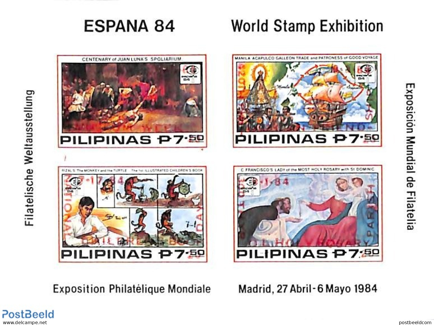 Philippines 1984 Overprints S/s Imperforated (Rare Item, Only +/- 200 Copies Known), Mint NH, Explorers - Religion - S.. - Explorers