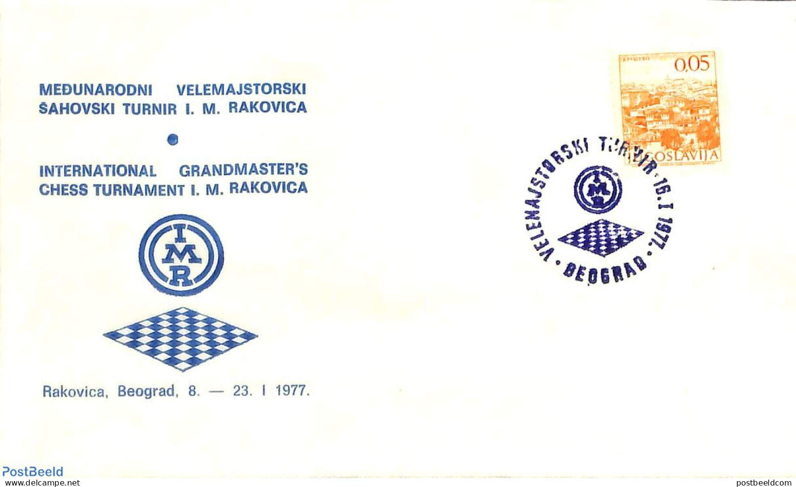 Yugoslavia 1977 Int. Grandmasters Chess Turnament I.M. Rakovica, Postal History, Sport - Chess - Brieven En Documenten