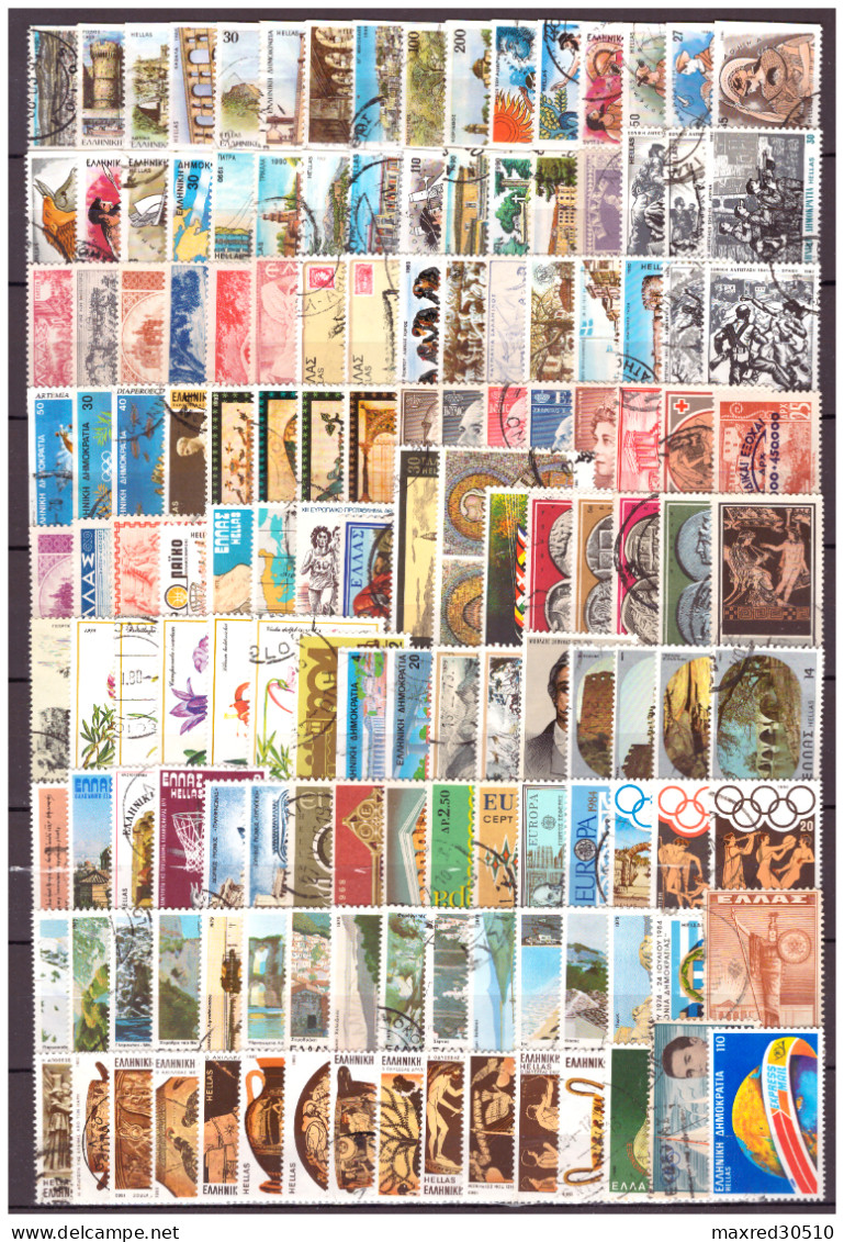 GREECE GREEK LOT OF 144 DIFFERENT MOSTLY USED STAMPS V-F - Fogli Completi