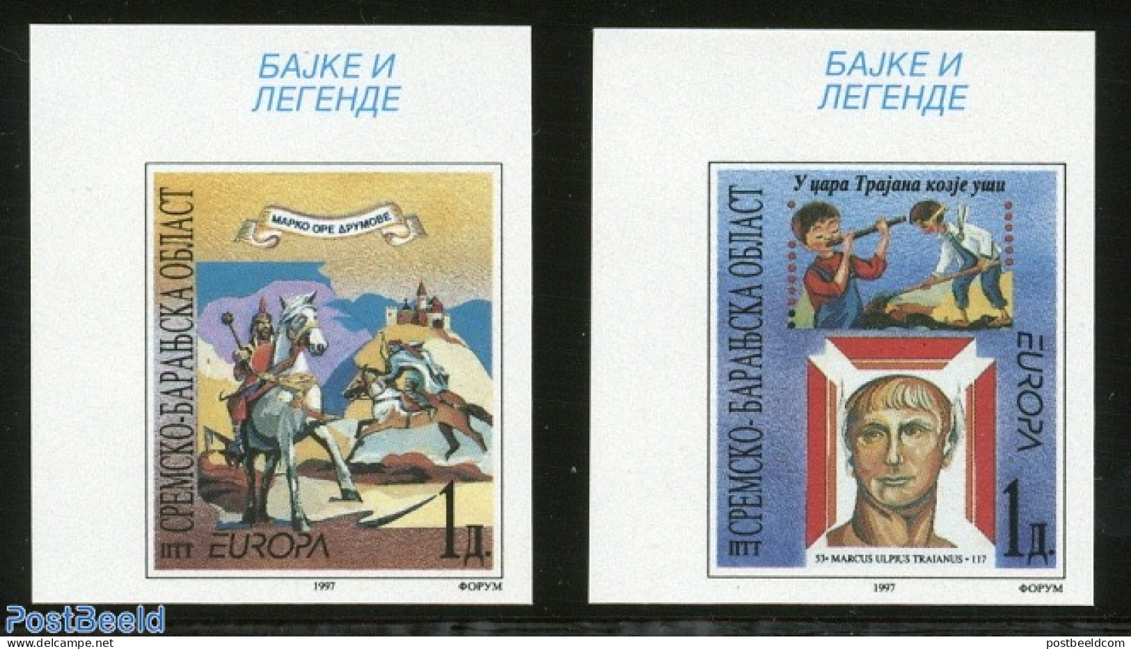 Croatia 1997 Sremsko Baranjska, Europa, Legends 2v Imperforated, Mint NH, History - Europa (cept) - Croatia